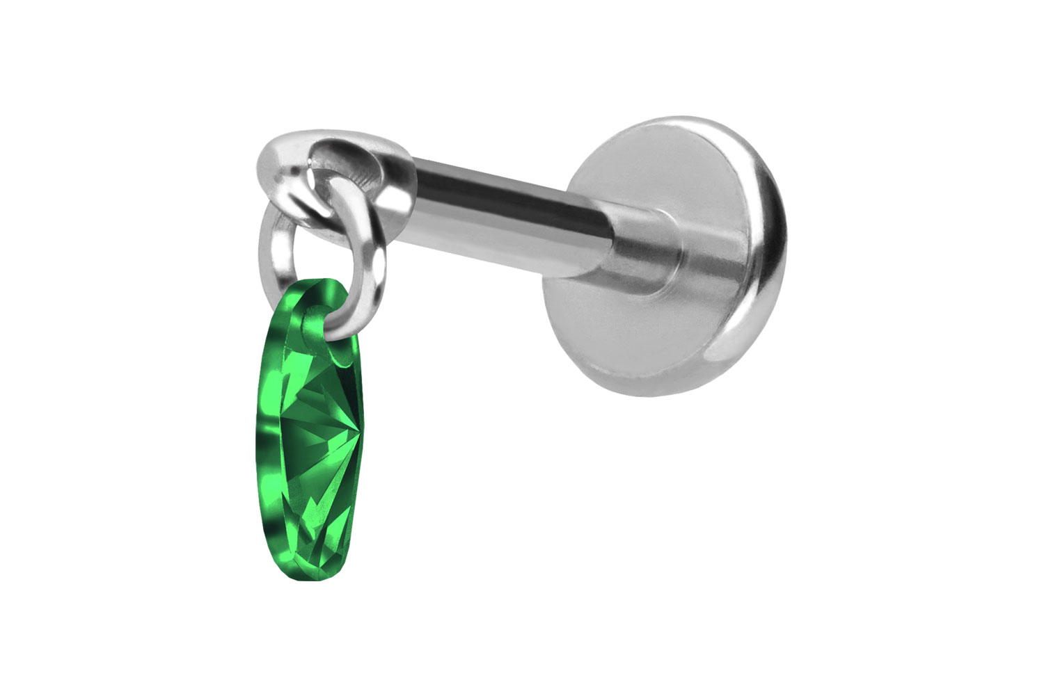 Titan Labret Piercing mit Push Fit KRISTALLOVAL